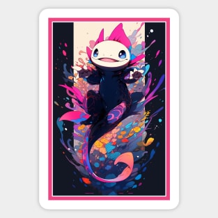 Cute Axolotl Anime Art Design | Cute Animals | Axolotl Hentaii Chibi Kawaii Design Sticker